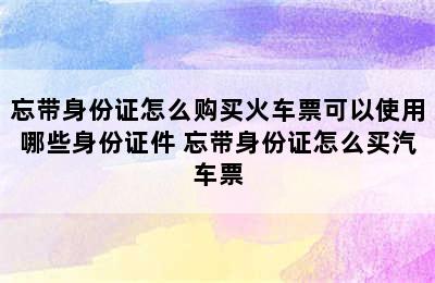 忘带身份证怎么购买火车票可以使用哪些身份证件 忘带身份证怎么买汽车票